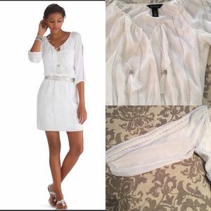 ⬇️WHBM SlitSleeve Boho Smocked Blouson Dress/Lined